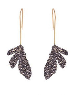 NTA Hermatite Crystal Leaf Hook Earrings