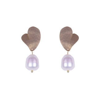 NTA Double Leaf Pearl Drop Earrings