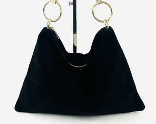 MF Oriana black suede ring bag
