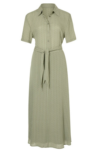 YAYA Printed Short Sleeve Dress With Knotted Waist Detail