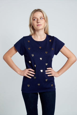 MIL Navy hearts jersey top
