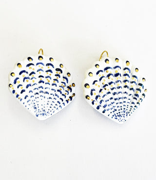 QM Blue and White Shell Earrings